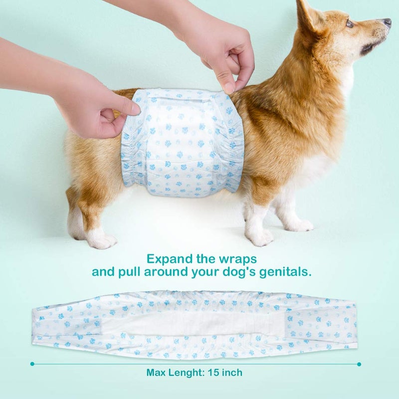 Flying Paws Male Dog Diapers - Absorbent Dog Wraps Belly Bands for Dogs with Leak Protection, Excitable Urination, Incontinence, or Male Marking, X-Small 60 Pcs - Image 3